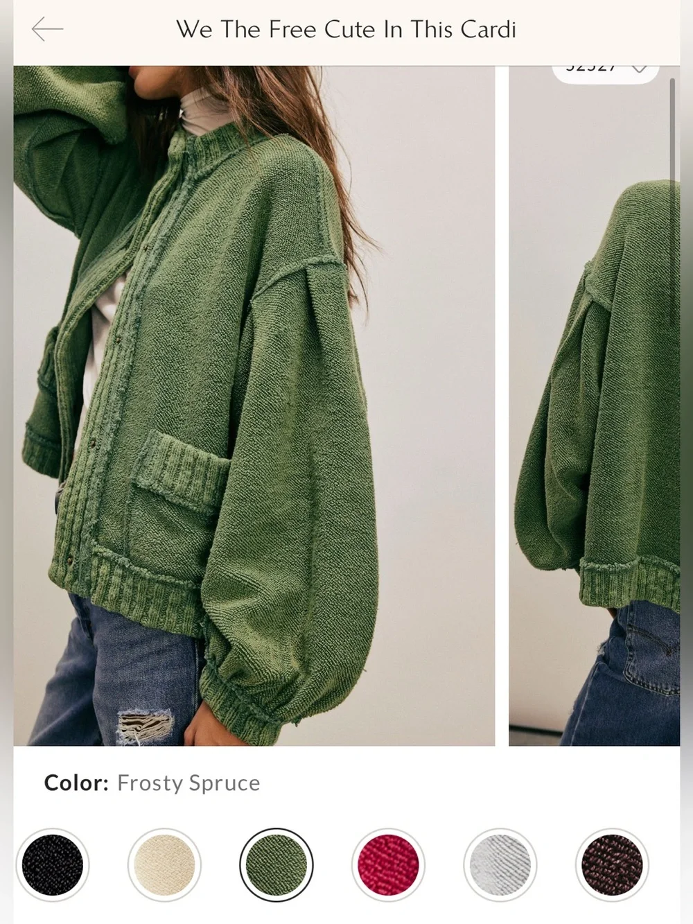 Free People Olive Green Chunky Knit Cardigan